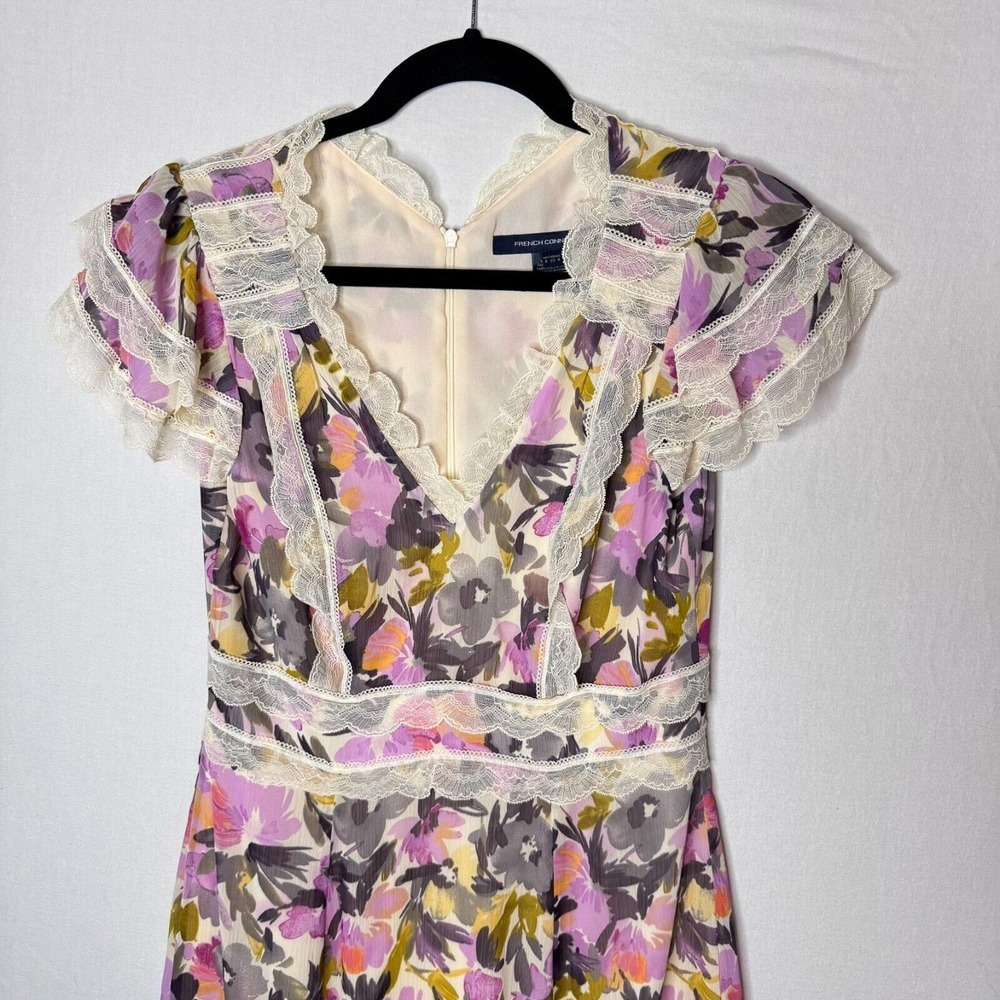Y2K Style Floral Lace Dress Sz S / 4 Fairy Midi Cottage Babydoll 4 Spring Weddin - Picture 4 of 16